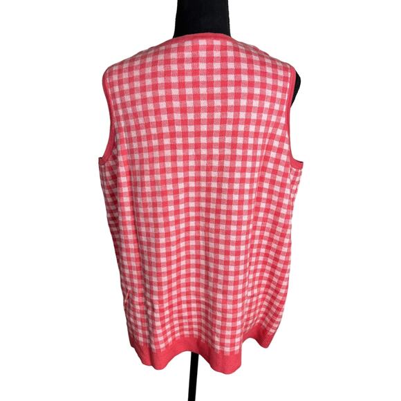 Isaac Mizrahi Live! Gingham Jacquard Sweater Tank CORAL NWOT SIZE XL - Picture 3 of 7